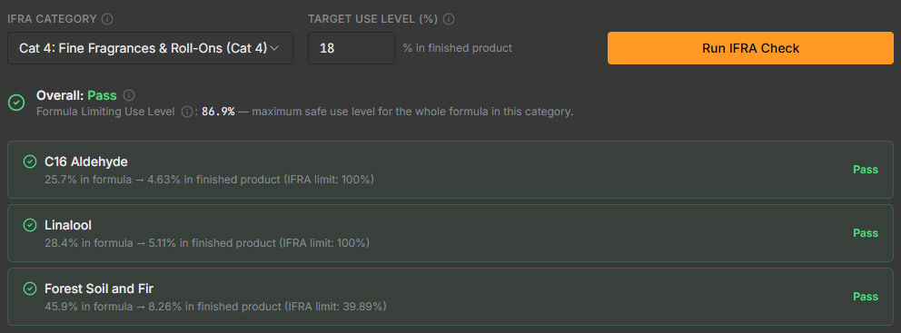 IFRA check built in the Lab